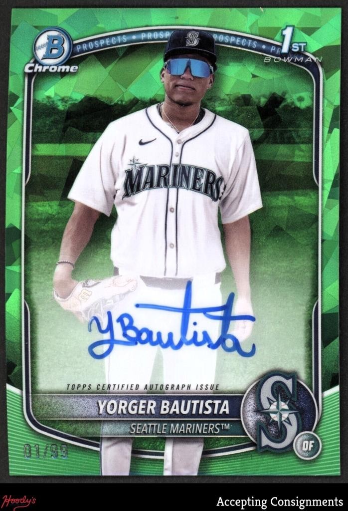 2025 Bowman Chrome Sapphire Green Refractor Yorger Bautista 1st ROOKIE AUTO 1/99