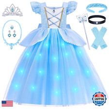 G.C Princess Costume For Girls Kids Light Up Dress Up Clothes Toys Accessories
