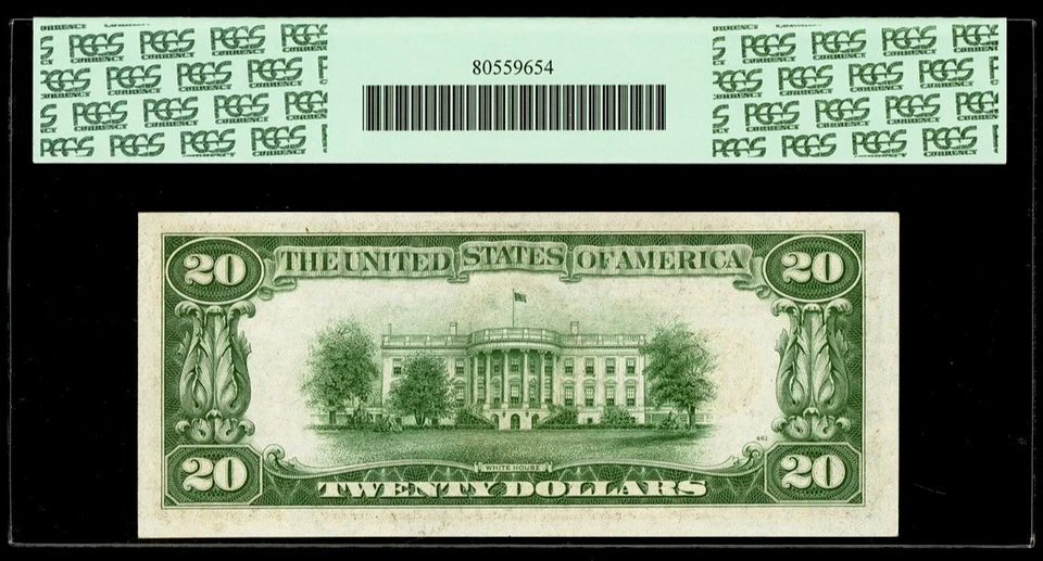 1934 A $20 Dollar Federal Reserve Note San Francisco PCGS 64 PPQ SL # L98341823A - Image 2 of 2