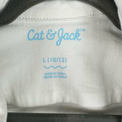 Cat & Jack White Denim Jacket Girls Size L 10/12 Western Rodeo Southwestern Jean - Picture 3 of 9