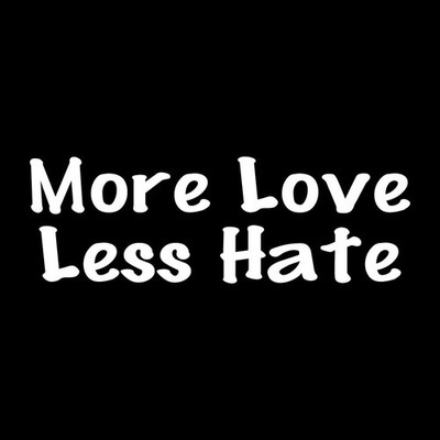 More Love Less Hate Decal Sticker White Die Cut Vinyl