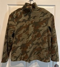 Starter Pullover Jacket Mens Camo Fleece 1/4 Zip Pocket Outdoor Hunting XL Vtg
