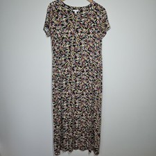 J. Jill Maxi Dress Women's Size M Floral Short Sleeve Boho Classy Comfy Casual