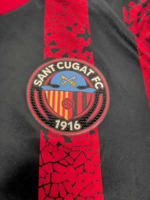 Sant Cugat FC Of The Catalan Leagues Jersey Red And Black Striped By Joma Size M