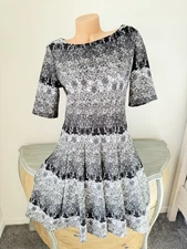 Danny Nicole Dress Sz 14 XL Black White Scuba Fit Flare A Line No Wrinkle Classy