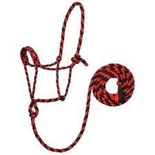Durable Lightweight Braided Rope Halter for Horses Red Black Soft Polyester