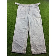 Forever 21 Women's 30 High-Rise Baggy Carpenter Jeans Light Wash Y2K Wide Leg