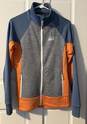 Jack Wolfskin Women s Orange Blue Gray Full Zip Sweatshirt Small