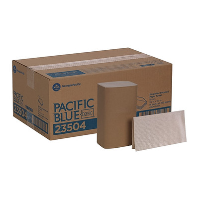 Pacific Blue Basic Recycled Single Fold Towels 1-Ply 250 Sheets 16 Pack 23504 FR