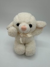 Dakin Cuddles Lamb Plush White Sheep Stuffed Animal 6" Satin Bow 1988 Vintage