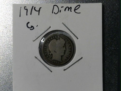 1914 10C US Barber Dime 90% Silver Collectible United States Coin Denver Mint