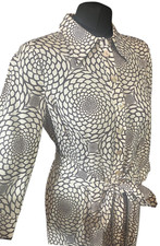 Madeleine Womens Long Sleeve Belted Button Front Collared Dress Size Uk 12 Eu 40