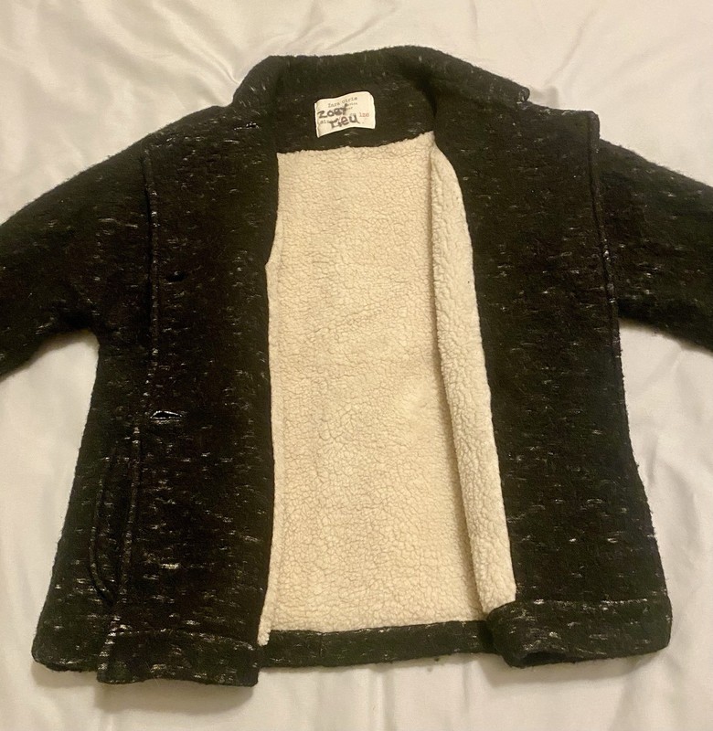 Zara Girls Double Breasted Sherpa Lined Black Coat Jacket Warm Size 7/8 EUC