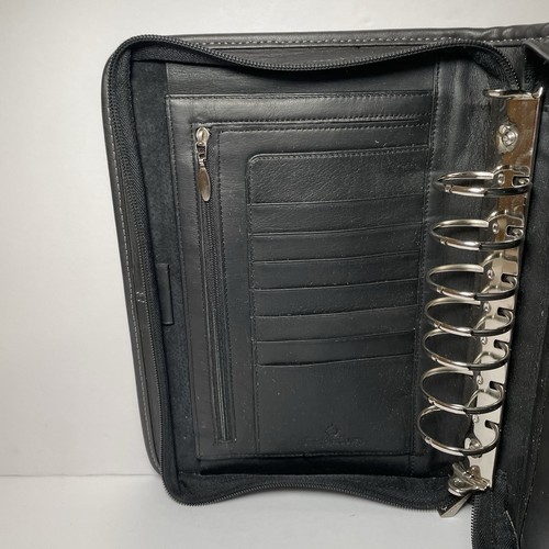 Franklin Covey Classic Black Leather 7-ring Binder Zipper Planner / Portfolio - Picture 8 of 13