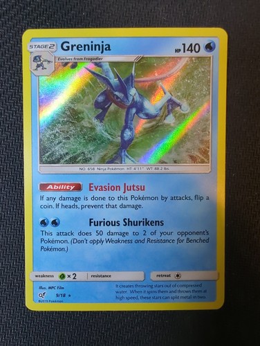 Pokemon TCG Greninja Holo Rare Card 9/18 Detective Pikachu Movie