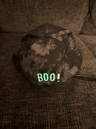 Disney Parks Bat w/ Mickey Ears Halloween Boo! Glow-in-the-Dark Baseball Cap Hat - Picture 4 of 4