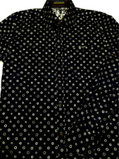Ted Baker Mens London Button Front Long Sleeve Cotton Pattern Navy Shirt 2