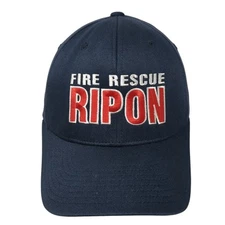 Fire Rescue Ripon Fitted Baseball Cap Blue Medium Lightweight Flexfit Yupoong