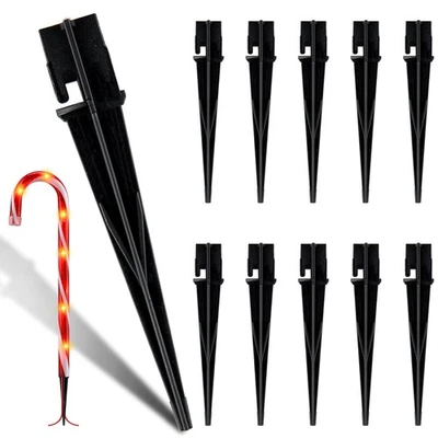 VCOKEN 10PCS Plastic Ground Spikes, Replacement Stakes for Candy Cane Lights, Mainta...