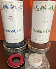 Pair of Silver Colored Pierced Fretwork  Wine Bottle Coasters plus drip rings.