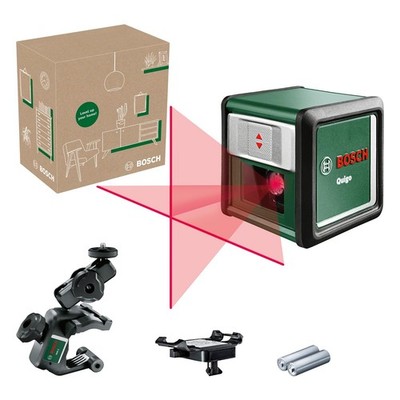 Bosch Quigo Kreuzlinienlaser, 7 m, roter Strahl, Halterung Bosch MM2