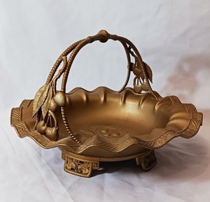 Early Vintage Pairpoint Quadruple Plate Metal Ruffled Gold Bridal Basket!