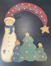 SNOWED INN SNOWMAN Christmas Tree Wooden Hanging Wall Door Art Winter Seasonal