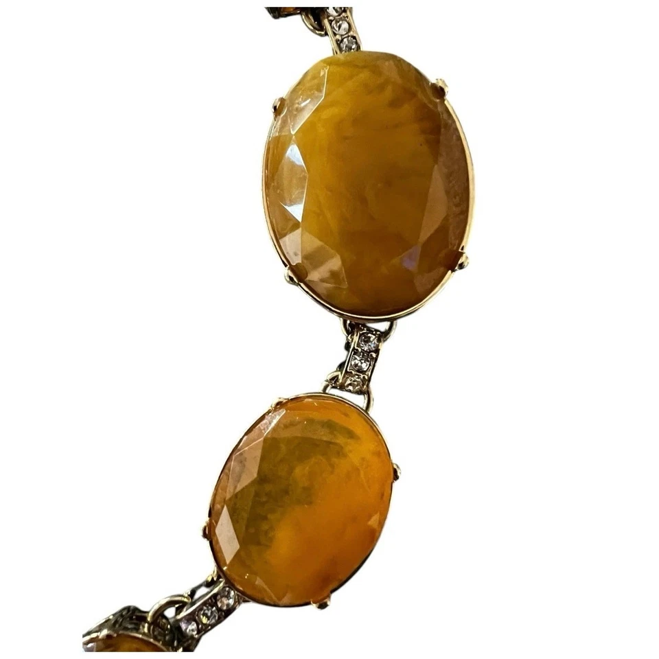 ANN TAYLOR Grueso Ámbar Oro Amarillo Cobujón Declaración Audaz Collar Foto 3 de 4