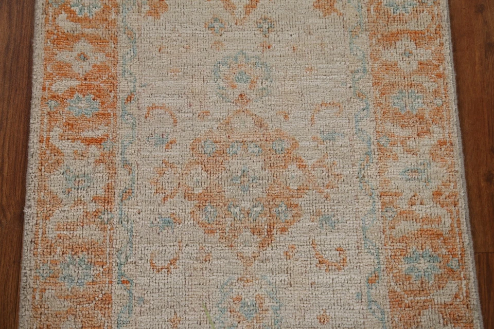 Vegetable Dye Unique Oushak Turkish Rug 2x4 Ft Handmade Transitional Foyer Rug - Image 4 of 4