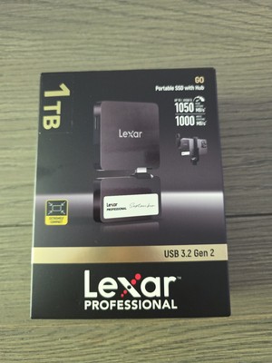 Lexar Professional Go USB 3.2 Gen 2 Type-C Portable SSD 1TB with Hub, Black