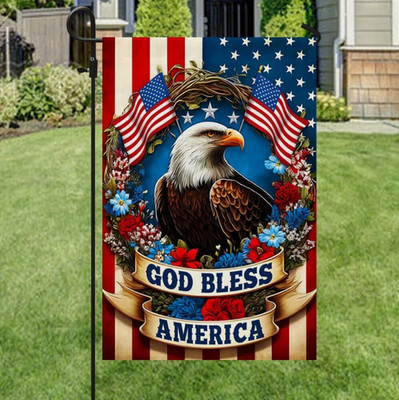 Eagle Patriotic Wreath American God Bless America Flag House Flag, Garden Flag