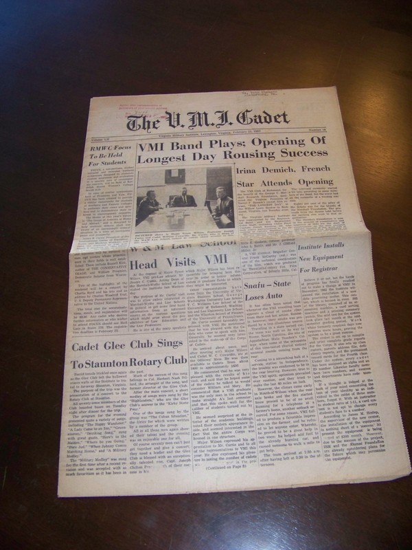 February 22 1963 VMI Virginia Military Institute Cadet Lexington VA Tyson Wilson