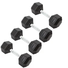 York Barbell Hex Dumbbell Set 17.5LB Rubber Coated Fixed Weight Dumbbells Pack 4