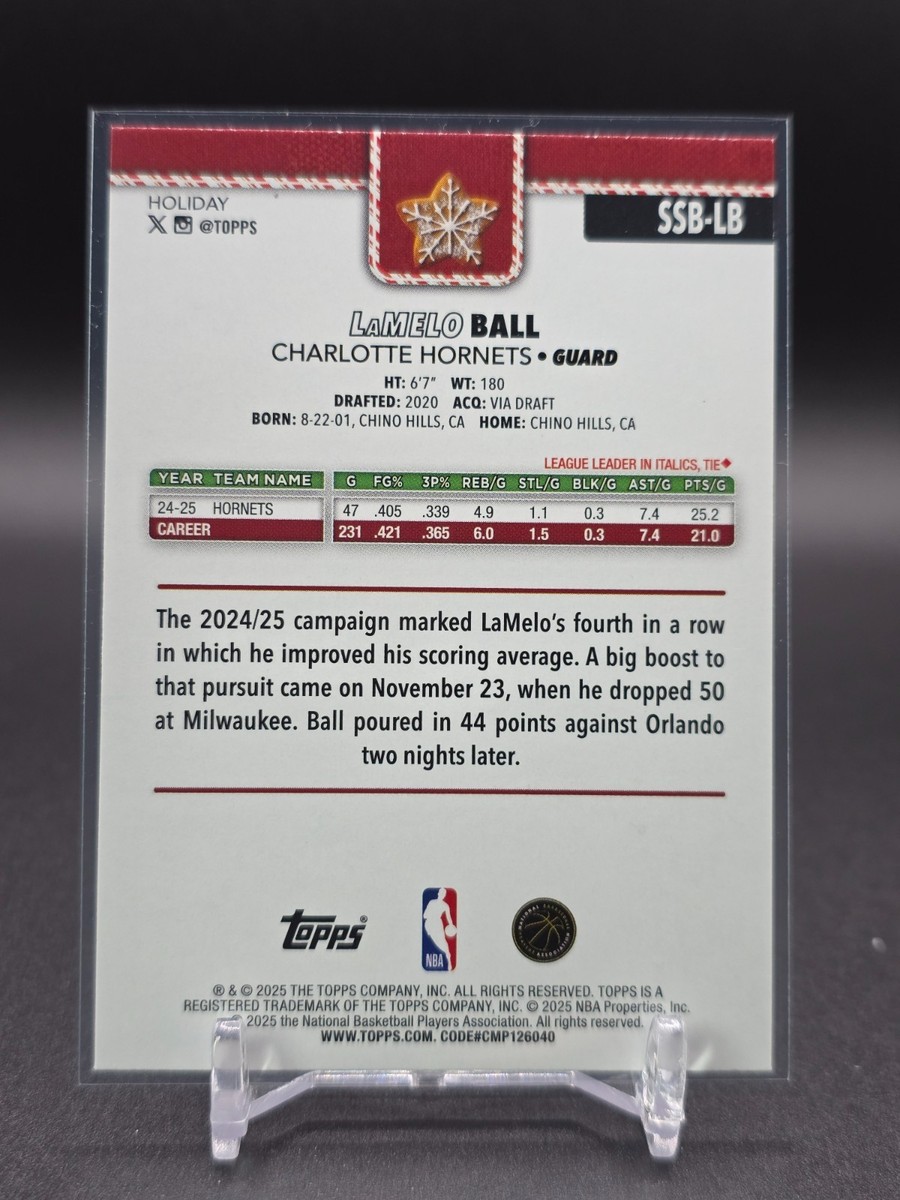 LaMelo Ball 2025-26 Topps Holiday Basketball Cookie Variation #SSB