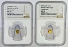 2x 1/500 Gold Coins NGC MS70 Egyptian Eye of Ra & Bald Eagle .9999