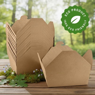 $ 50 Kraft Lebensmittel Box Auslaufsicher Mitnehmen Behälter Biologisch Abbaubar Recycelbar