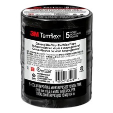 Temflex 3/4 In. X 60 Ft. 1700 Electrical Tape Black 5-Pack 