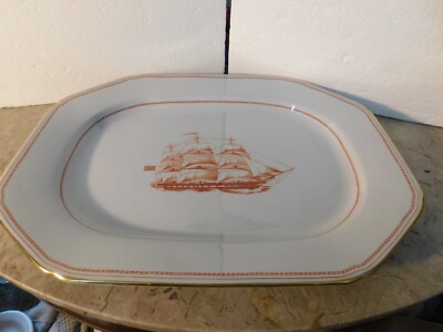 Spode Trade Winds Red 16 1/2'' X 12 3/4'' Serving Platter Ship Windsor Castle