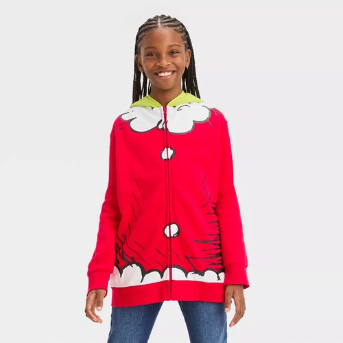 The Grinch Hoodie Jacket Sweatshirt Zipper Front Boy Girl Halloween Costume 4-16 - Picture 4 of 6