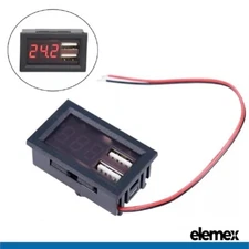 LED Digital Display Voltmeter DC 12V Voltmeter Tester Panel Car Dual USB 5V2A