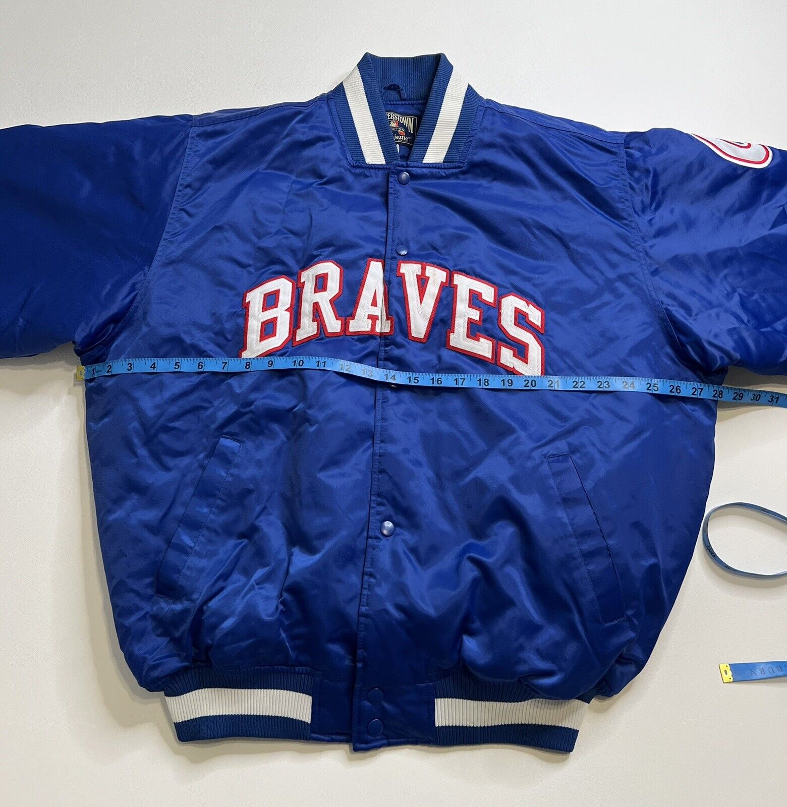 Vintage Atlanta Braves Satin Bomber Jacket Majestic Cooperstown Collection  XL
