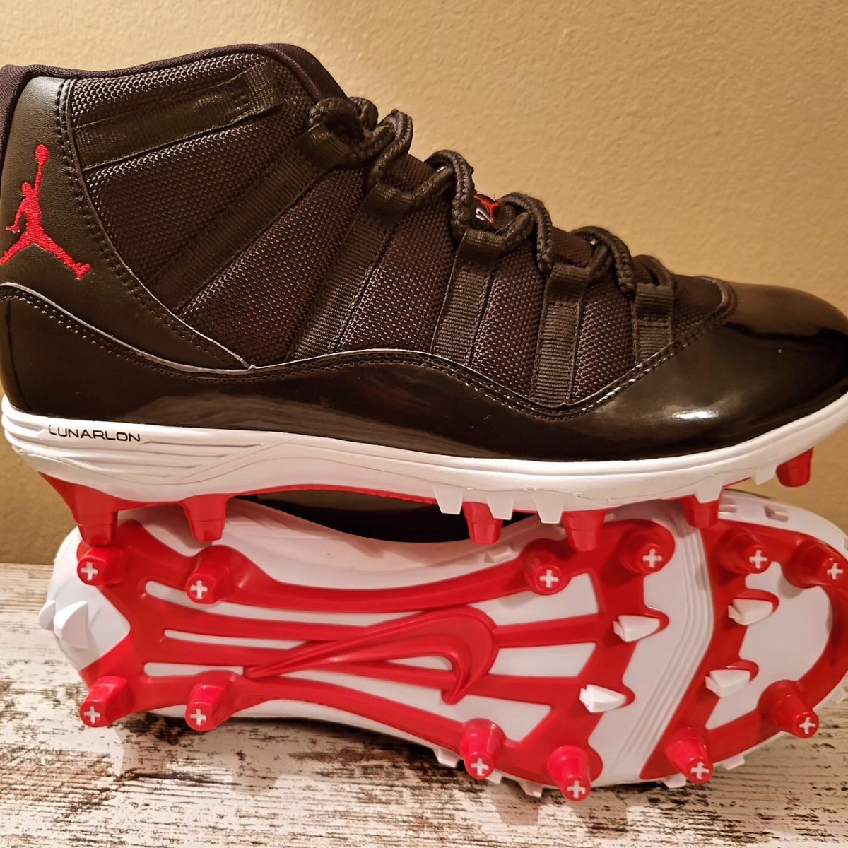 Size 12- Nike Air Jordan 11 Retro Football Cleat Bred 2018 AO1561