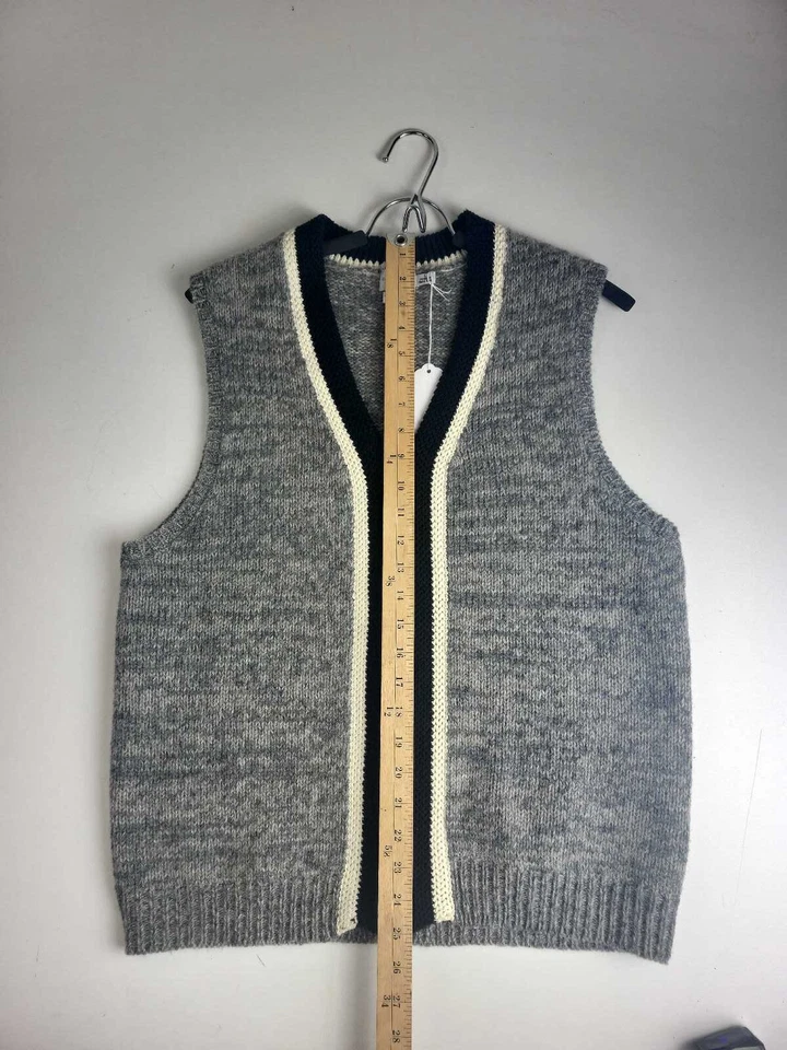 Винтажный шерстяной свитер-жилет Calvin Klein Shetland - мужской L - серый - Изображение 4 из 4