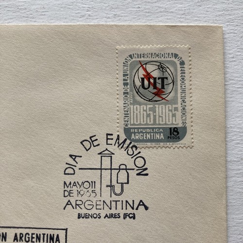 1965 Argentina Airmail Stamp FDC The 100th Anniversary of the I.T.U. 5-11-1965 - Picture 4 of 5