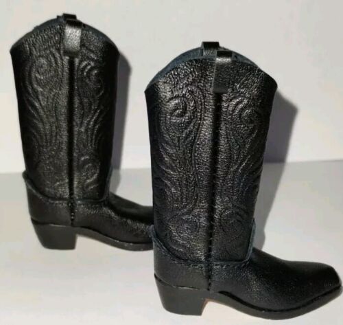 1/6 Scale Toy BattleGear - Black Soft Leather Feel Cowboy Boots