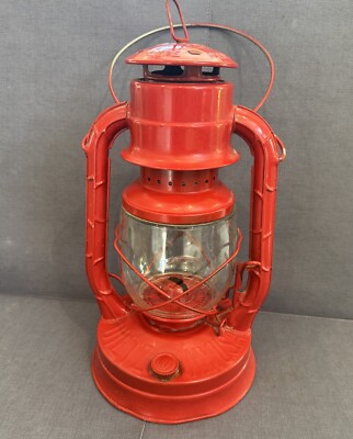 Antike ÖL PETROLEUM LATERNE No 2 D-LITE DIETZ NY USA Original Rotlack sehr guter Zustand