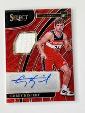 2021-22 PANINI SELECT COREY KISPERT AUTO JERSEY RC RED WAVE PRIZM WIZARDS