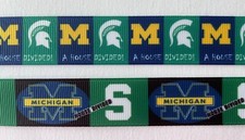 Michigan State University of Michigan house divided Grosgrain ribbon 5/8" 7/8"