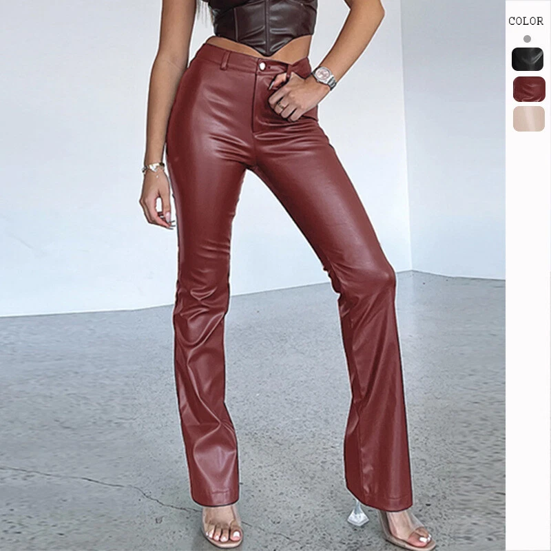 Women's red Leather Trousers, Leather Pants for Women