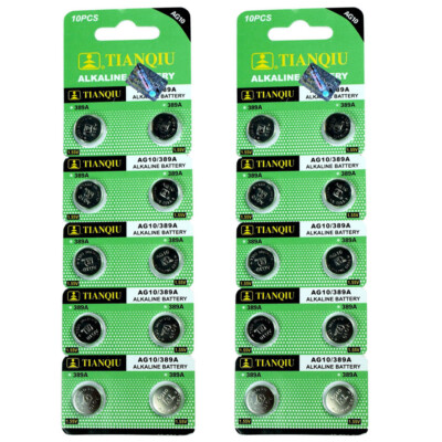 20 PCS  LR1130 AG10 389 Alkaline Battery 0% Hg 1.5V Button Cell for Watch Remote